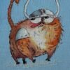 cross stitch artwork of a Viking‑themed ginger cat with expressive details and warm colors.