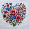 Poppy and cornflower floral embroidery