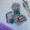 lavender cross stitch embroidery finished