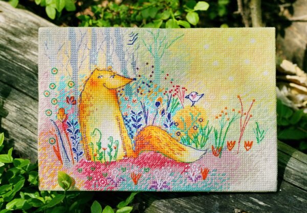 M-BzeEyZDQ8 finshed embroidery of summer fox embroidery with colorful forest plants