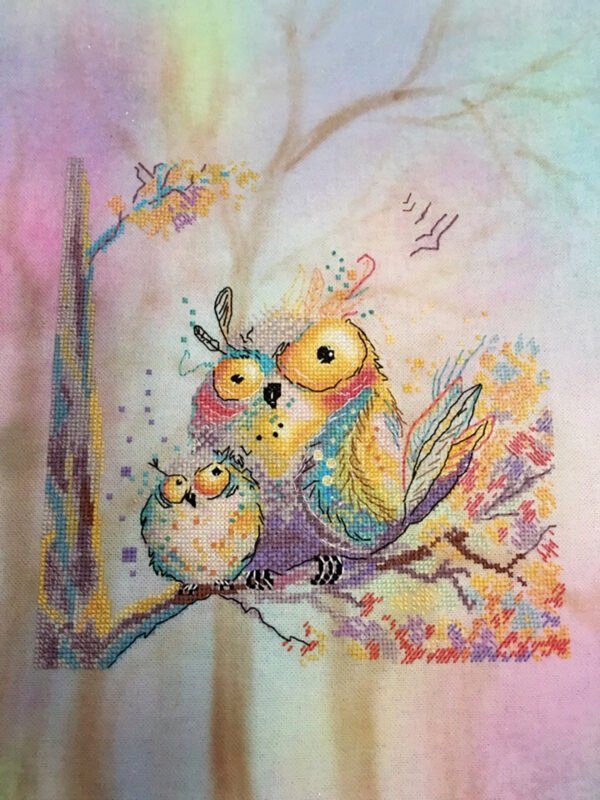 U1DGwWkMBZc finished embroidery of crazy owls cross stitch design