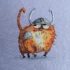 cross stitch artwork of a Viking‑themed ginger cat with expressive details and warm colors.