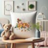 Fairy cross stitch design displayed on decorative pillow for nursery décor and kids room