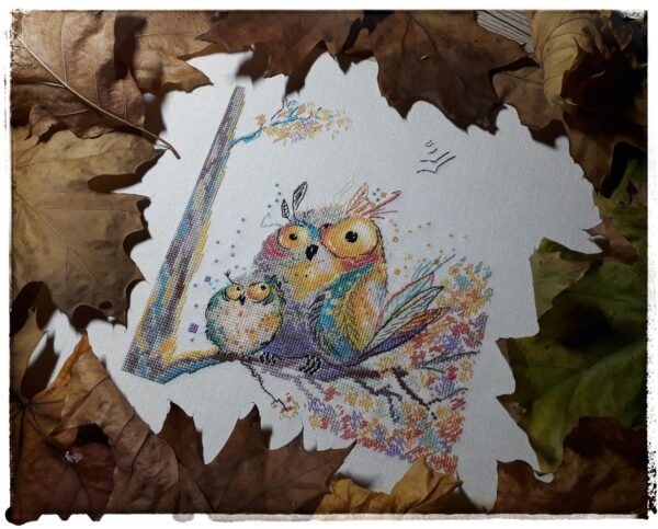 eeK7dwOzOW4 finished embroidery of crazy owls cross stitch design