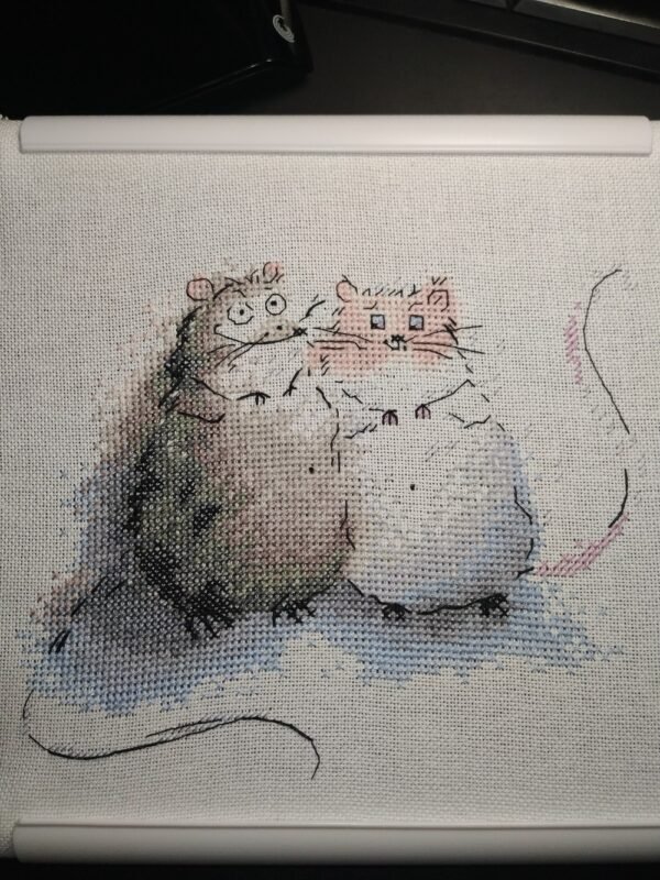 rats embroidery with cute cartoon rodents