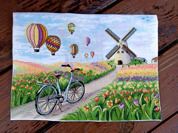 finish holland windmill cross stitch colorful embroidery