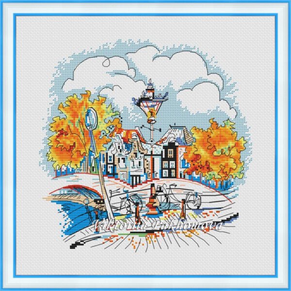frame 2 amsterdam autumn cross stitch framed