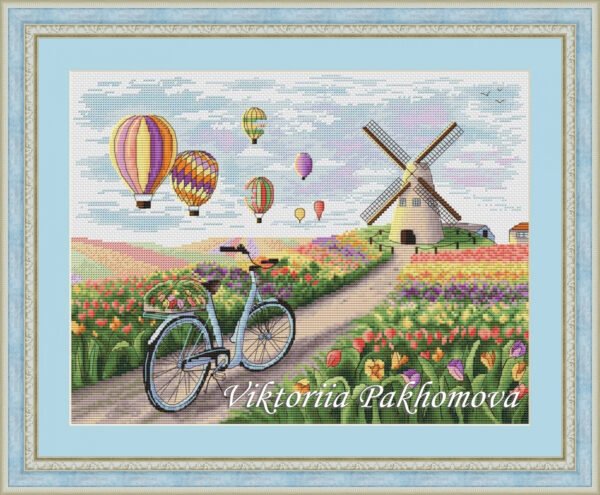 frame holland windmill cross stitch pattern