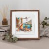 high-angle-wooden-frame-plants Greek Summer Cat Cross Stitch Pattern Ginger Feline & Seaside Window View Embroidery (PDF Download)