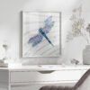 Cornflower dragonfly cross stitch design interior framed