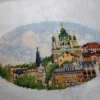 Kyiv Andriyivskyi Descent cross stitch, colorful summer city embroidery