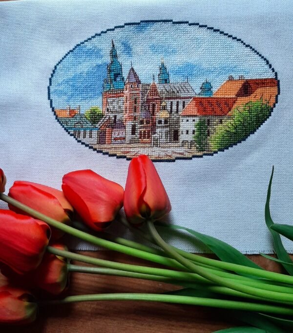 Krakow Castle Cross Stitch Pattern – European Cityscape Embroidery, Colorful Historic Architecture Design, PDF Digital Download