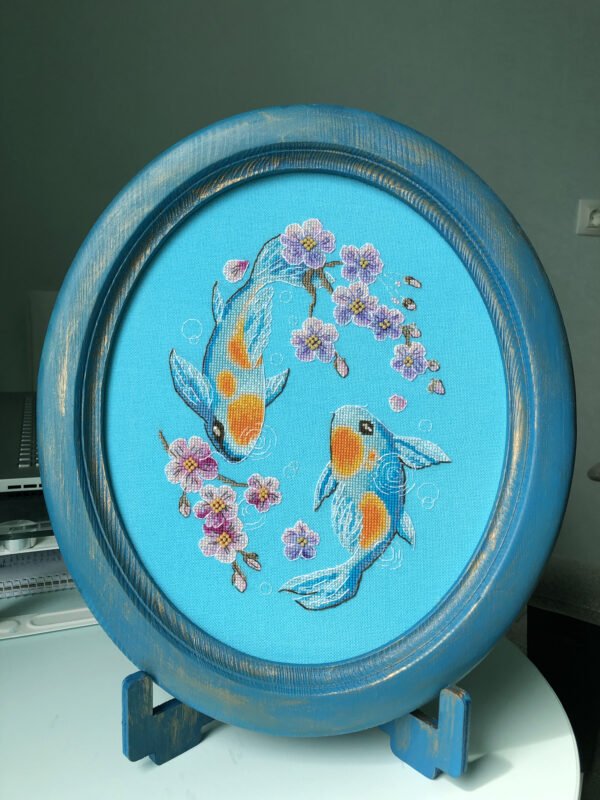 image0(118) Koi fish modern embroidery pattern framed