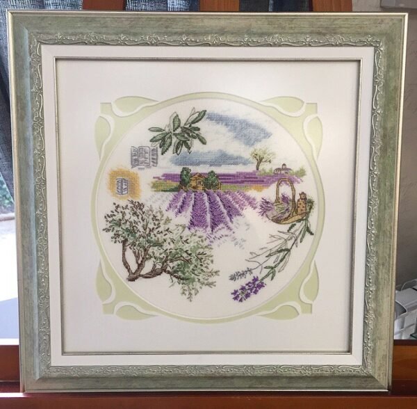 Lavender Fields Cross Stitch Pattern – Purple Floral Provence Landscape Embroidery, Summer Countryside Design, Digital Download PDF