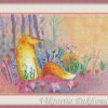 summer fox cross stitch pattern with cute woodland fox and small bird