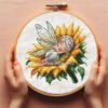 Fairy cross stitch pattern, colorful digital embroidery design