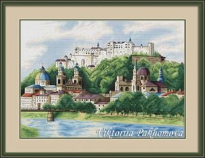 Salzburg Austria castle cross stitch pattern