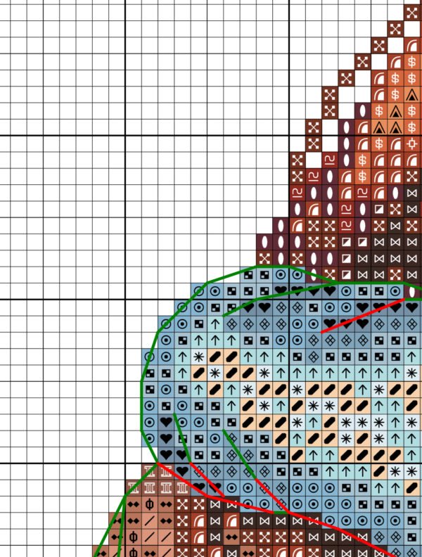 Без имени-1 Color chart for Bestie cross stitch pattern with DMC symbols