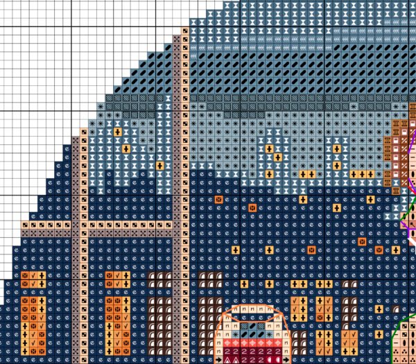 Без имени-1 Color chart for Calm evening cross stitch pattern