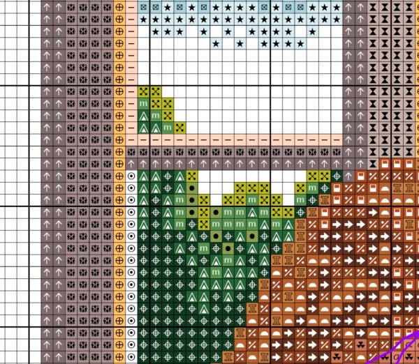 Без имени-1 Color chart for Girl with embroidery hoop cross stitch pattern