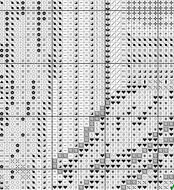 Black and white chart for Morning coffee hoop cross stitch pattern