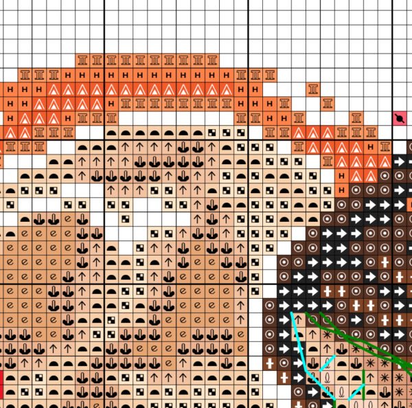 Без имени-1 Color chart for Elf girl and fox cross stitch pattern