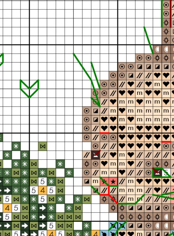Color chart for Spring bunny boy cross stitch pattern