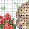 Color chart for Spring bunny girl cross stitch pattern with DMC symbols