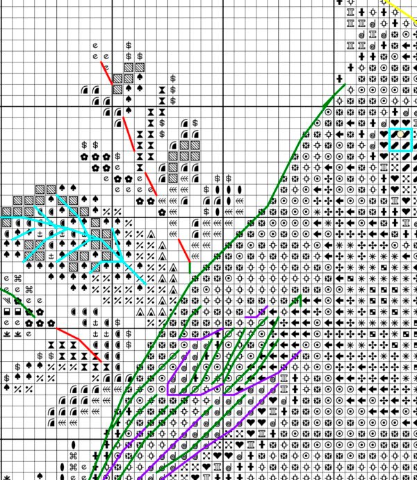 Без имени-1 Close‑up of cardinal bird embroidery chart