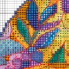 Color chart for stained glass bee cross stitch pattern with DMC symbols