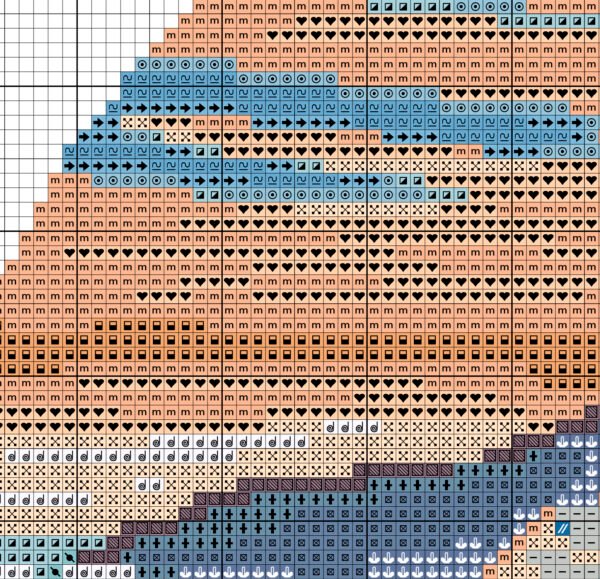 Santorini Greece blue houses cross stitch chart sampler