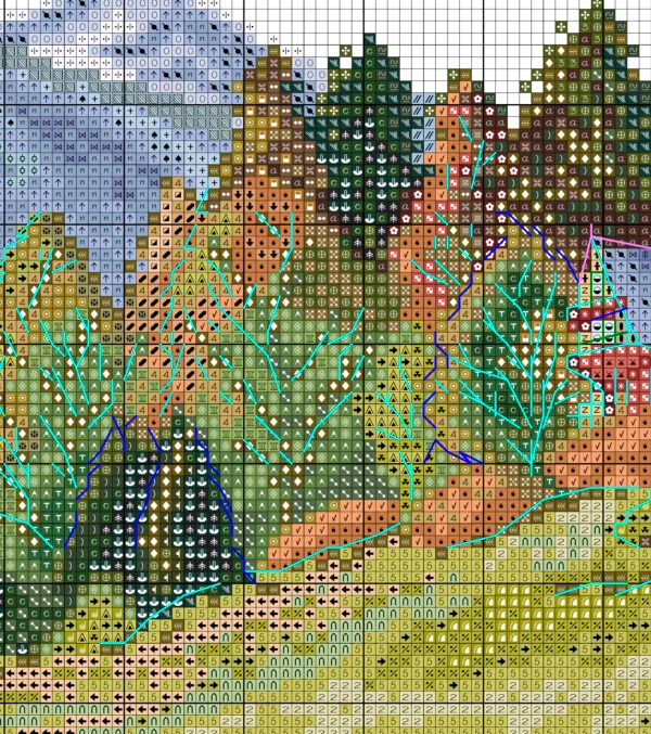 Sinaia castle cross stitch chart