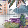 Lavender Fields cross stitch chart PDF preview with clear symbols and DMC color key for purple Provence landscape design