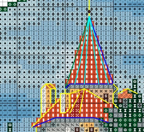 Без имени-1 Dracula’s Castle cross stitch chart PDF preview with clear symbols and DMC color key