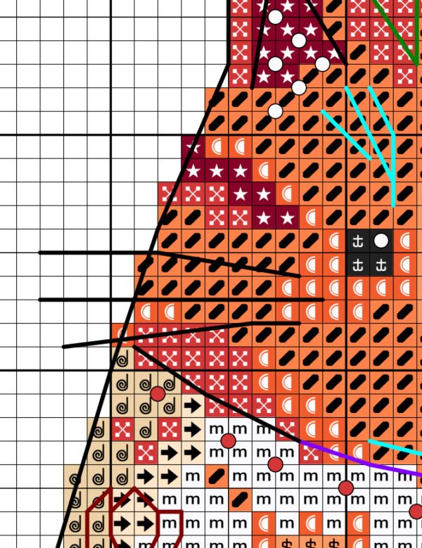 Без имени-1 Color chart for Romanic cat cross stitch pattern