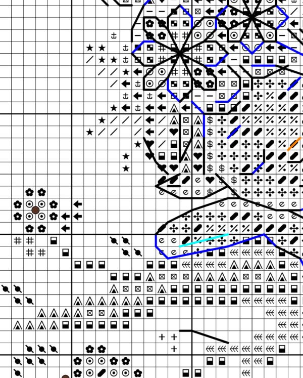 Black and white chart for Fairy cross stitch pattern