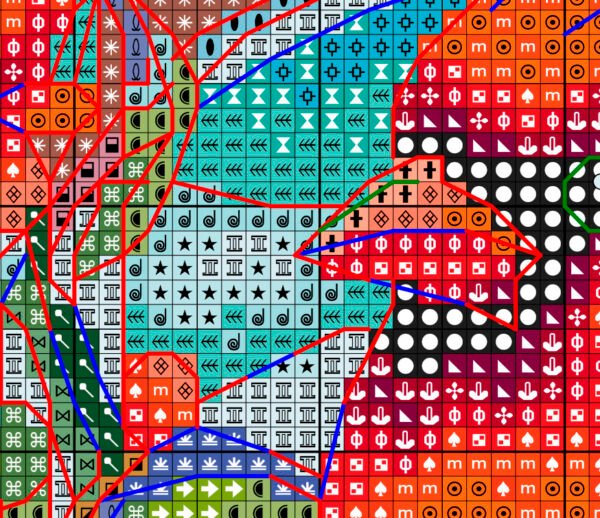 Cardinal stained glass cross stitch pattern color chart