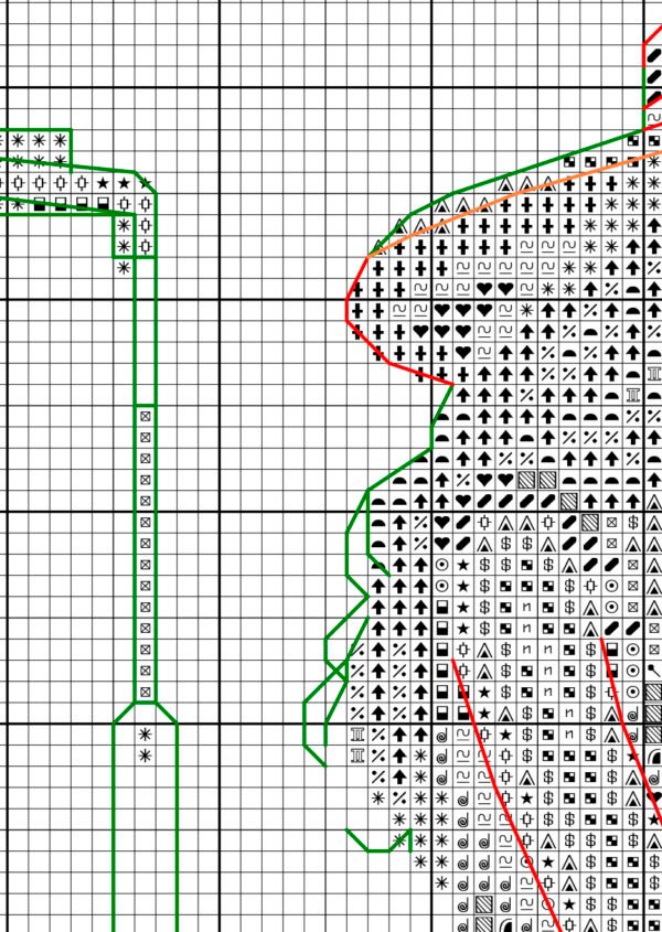 Black and white chart for Girl traveler cross stitch pattern
