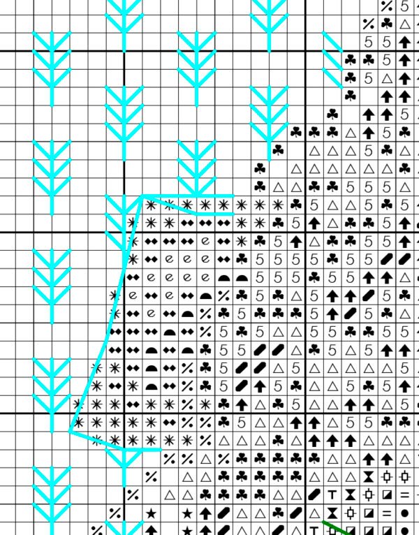 Black and white chart for Evening tea cross stitch pattern