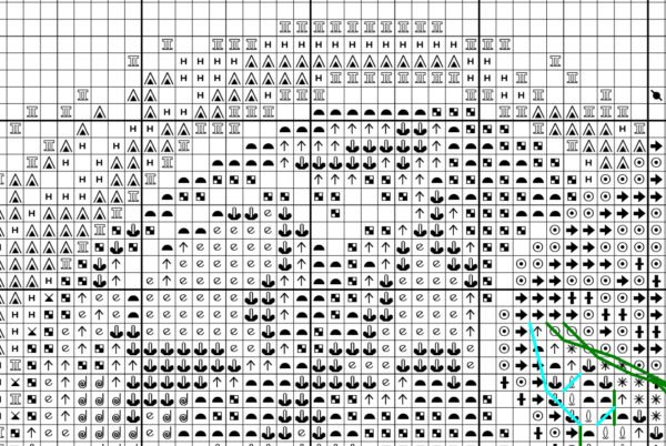 Без имени-2 Black and white chart for Elf girl and fox cross stitch pattern