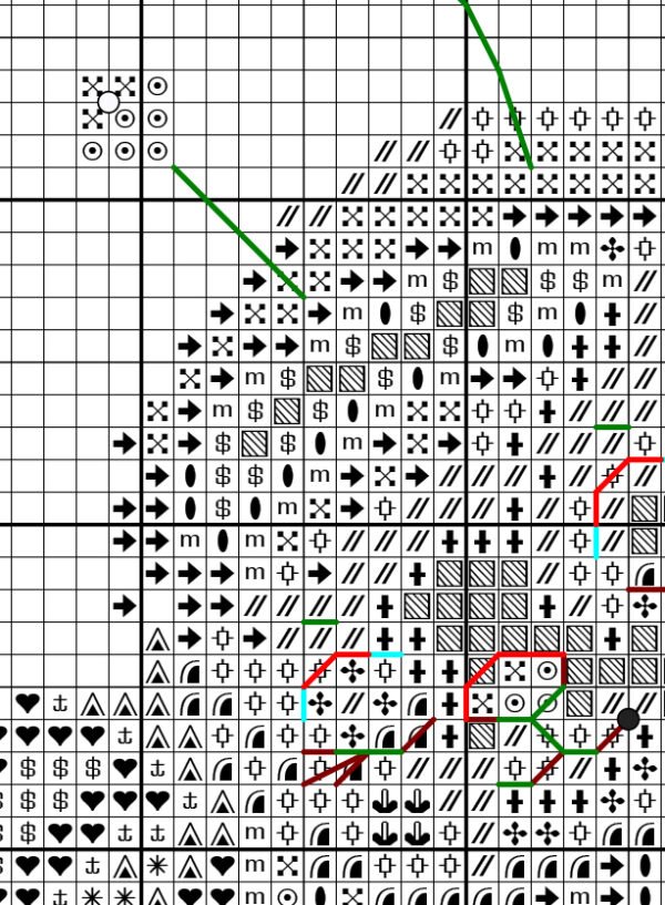 Без имени-2 Black and white chart for Sleeping bee cross stitch pattern