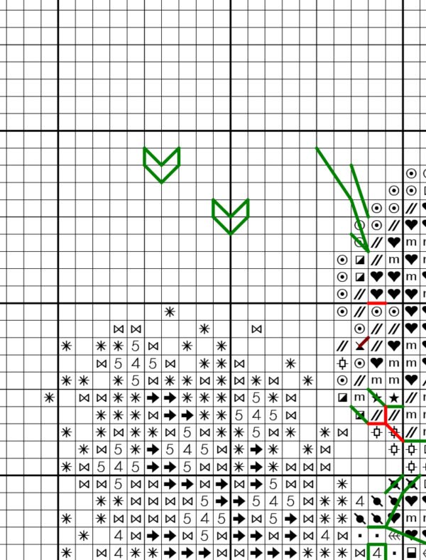 Black and white chart for Spring bunny boy cross stitch pattern