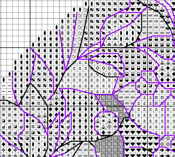 Dragonfly stained glass cross stitch pattern black and white chart