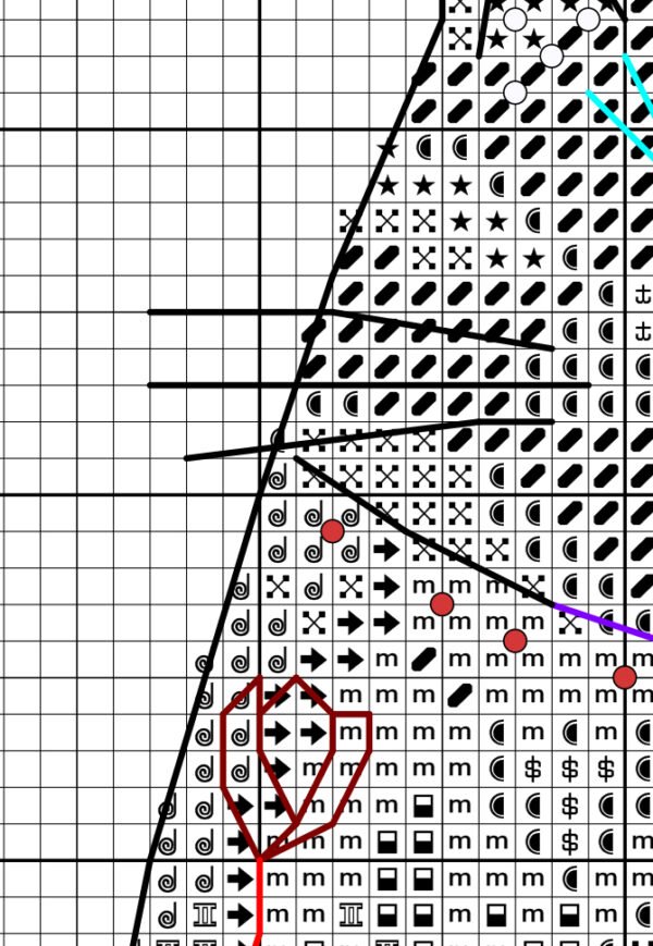 Без имени-2 Black and white chart for Romanic cat cross stitch pattern