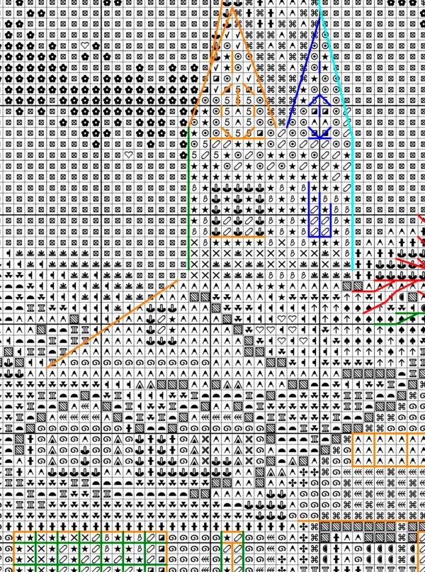 Black and white chart for Hallstatt cross stitch pattern