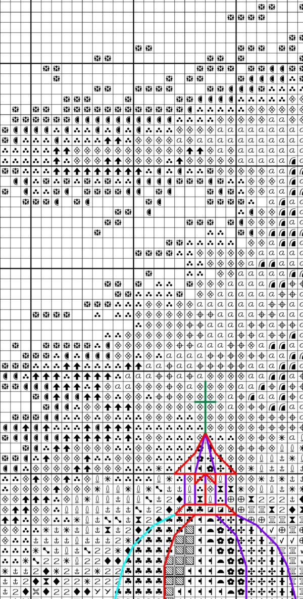 Black and white chart for Salzburg cross stitch pattern