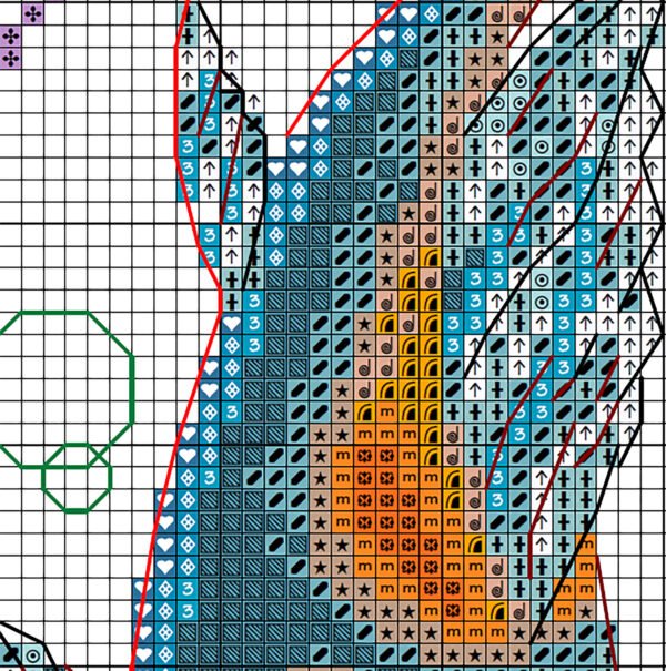 Без имени-3 close‑up of koi fish embroidery chart with clear symbols