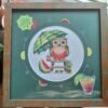 Watermelon owl cross stitch artwork framed embroidery