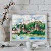 Castle and city view cross stitch pattern