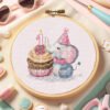 Baby Elephant 1st Birthday Cross Stitch Pattern PDF  Wildlife Animal Custom Embroidery  Nursery Decor for Girl and Boy